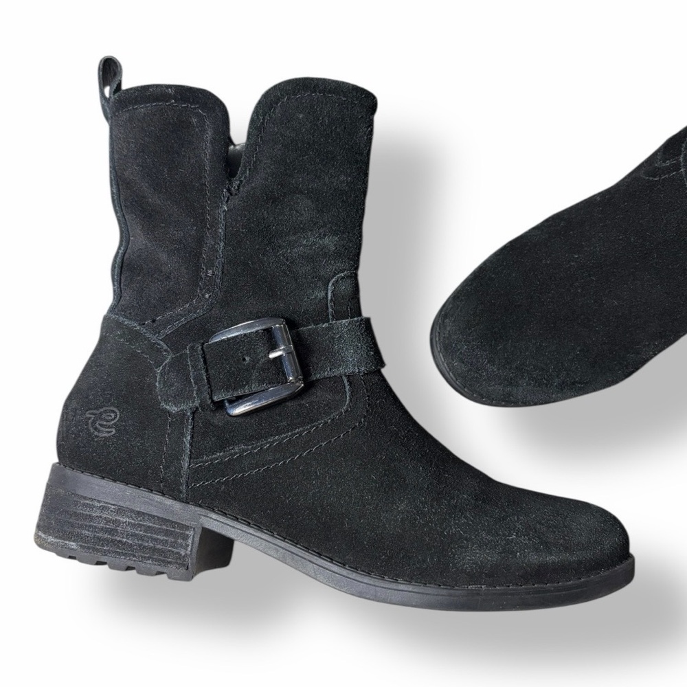 EASY SPIRIT Reach Mid Calf Black Suede Ankle Boots Low Heel Comfort Booties 7